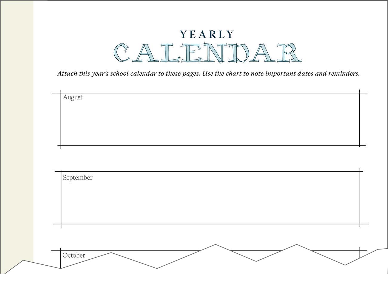 teacher planner calendar page design