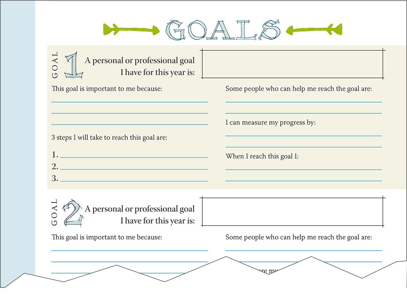 teacher planner design goals page